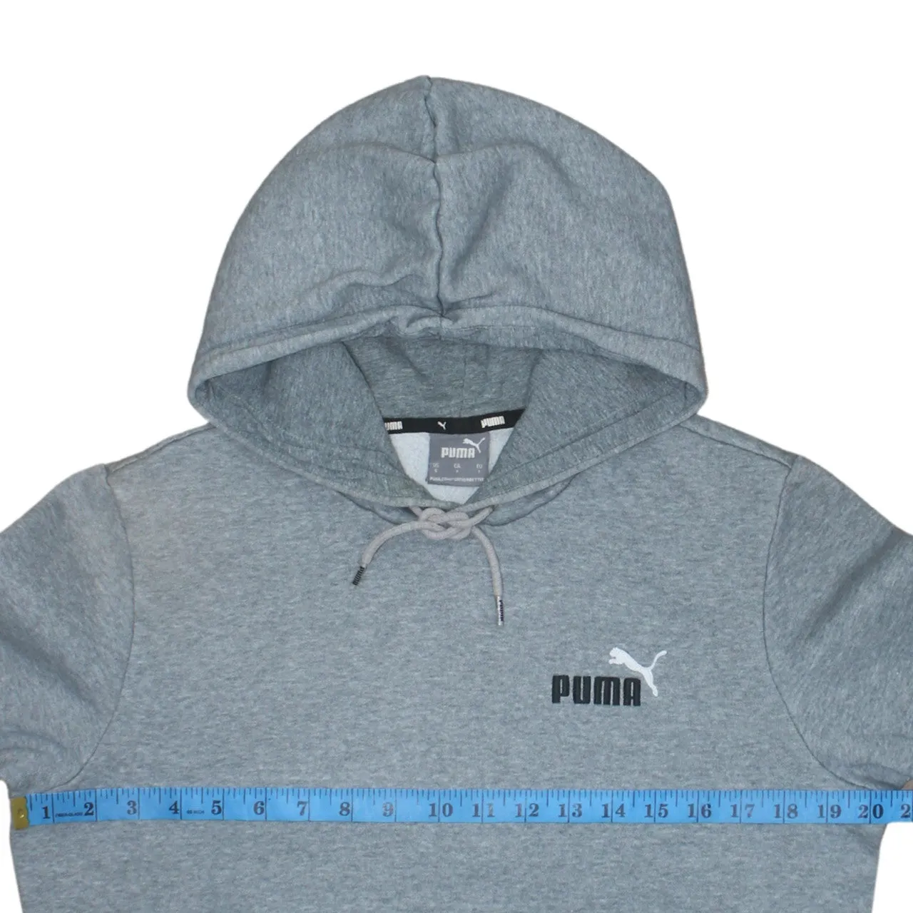 Puma Grey Hoodie Men's Small Embroidered Chest Logo Drawstring Hood Front Pocket Sweatshirt sold by Vintage Club product image thumbnail 5