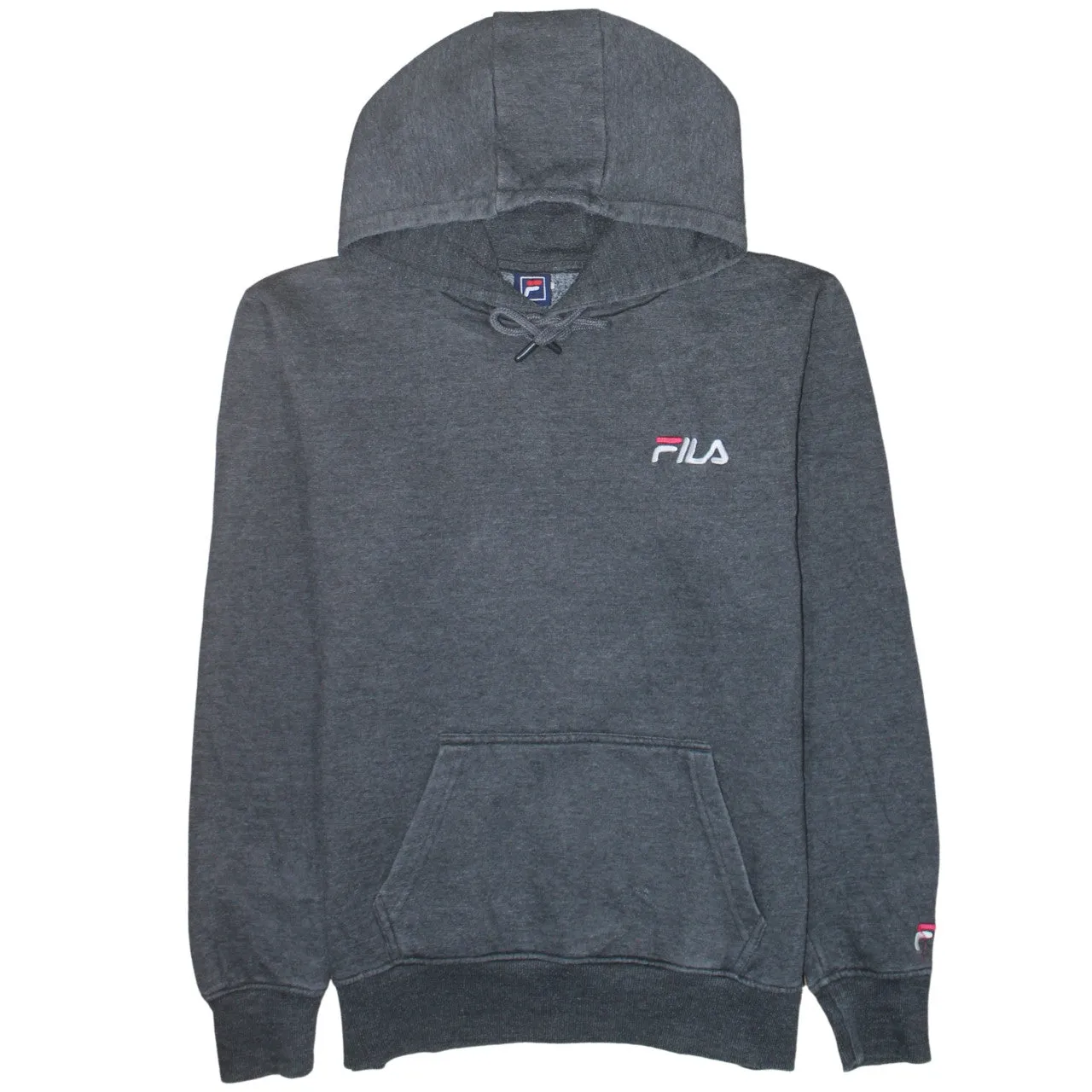 Fila 90's Drawstring Pockets Pullover Hoodie Medium Grey sold by Vintage Club