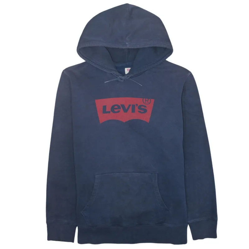 Levi's 90's Spellout Pullover Hoodie Large Navy Blue made by Levi's