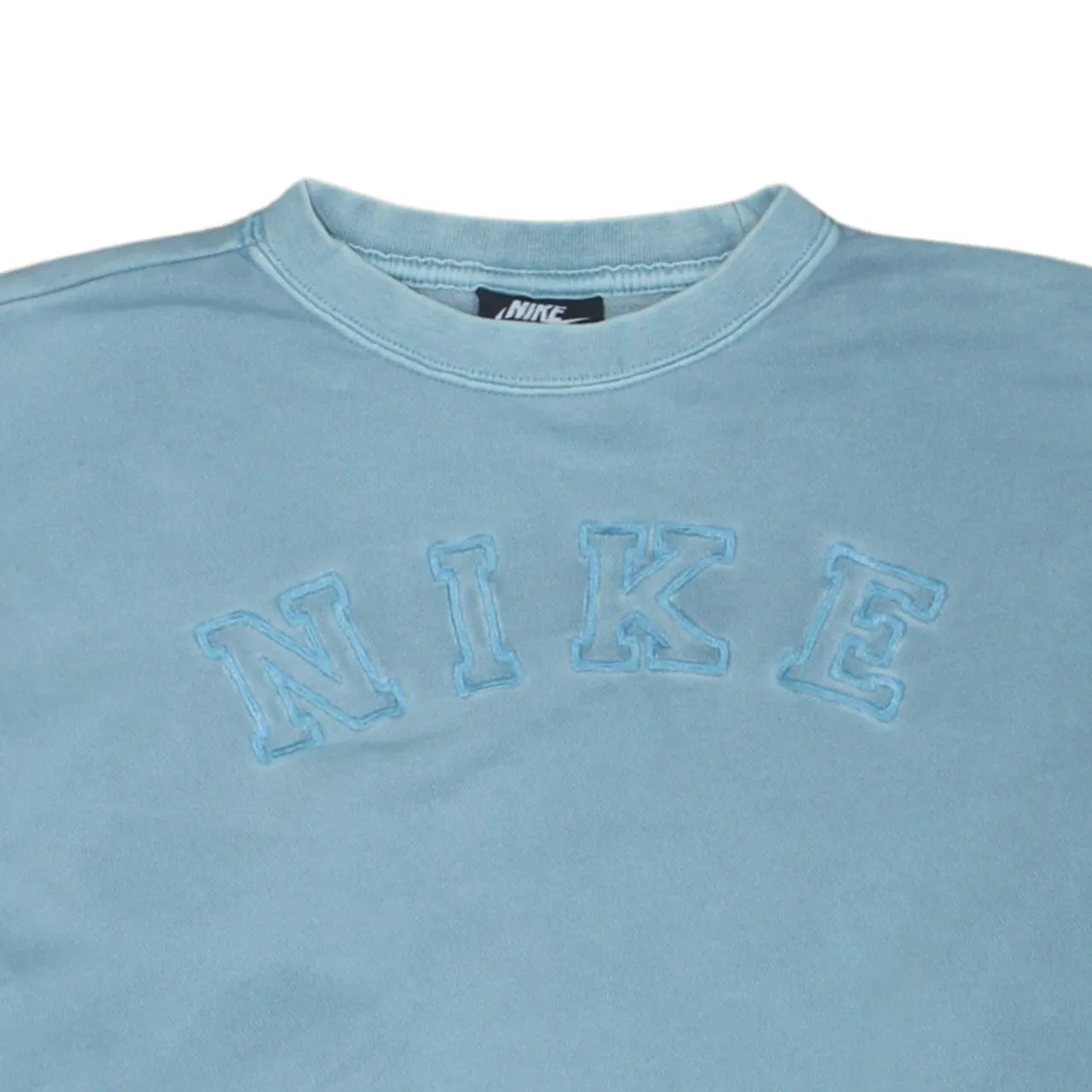 Nike Light Blue Sweatshirt Men’s XSmall Chenille Logo Ribbed Cuffs Crewneck Pullover sold by Vintage Club product image thumbnail 3