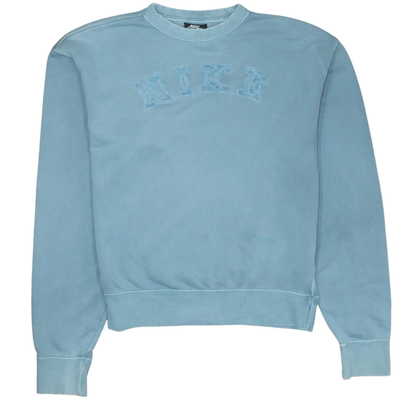 Nike Light Blue Sweatshirt Men’s XSmall Chenille Logo Ribbed Cuffs Crewneck Pullover sold by Vintage Club