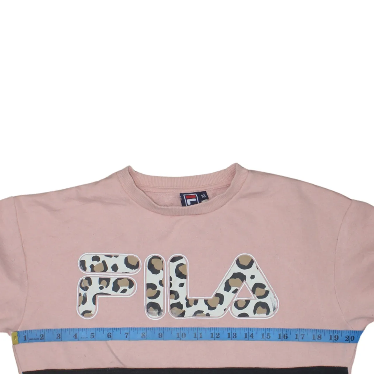 Fila Pink Colour Block Sweatshirt Women's Medium Leopard Logo Crewneck Pullover Jumper sold by Vintage Club product image thumbnail 5