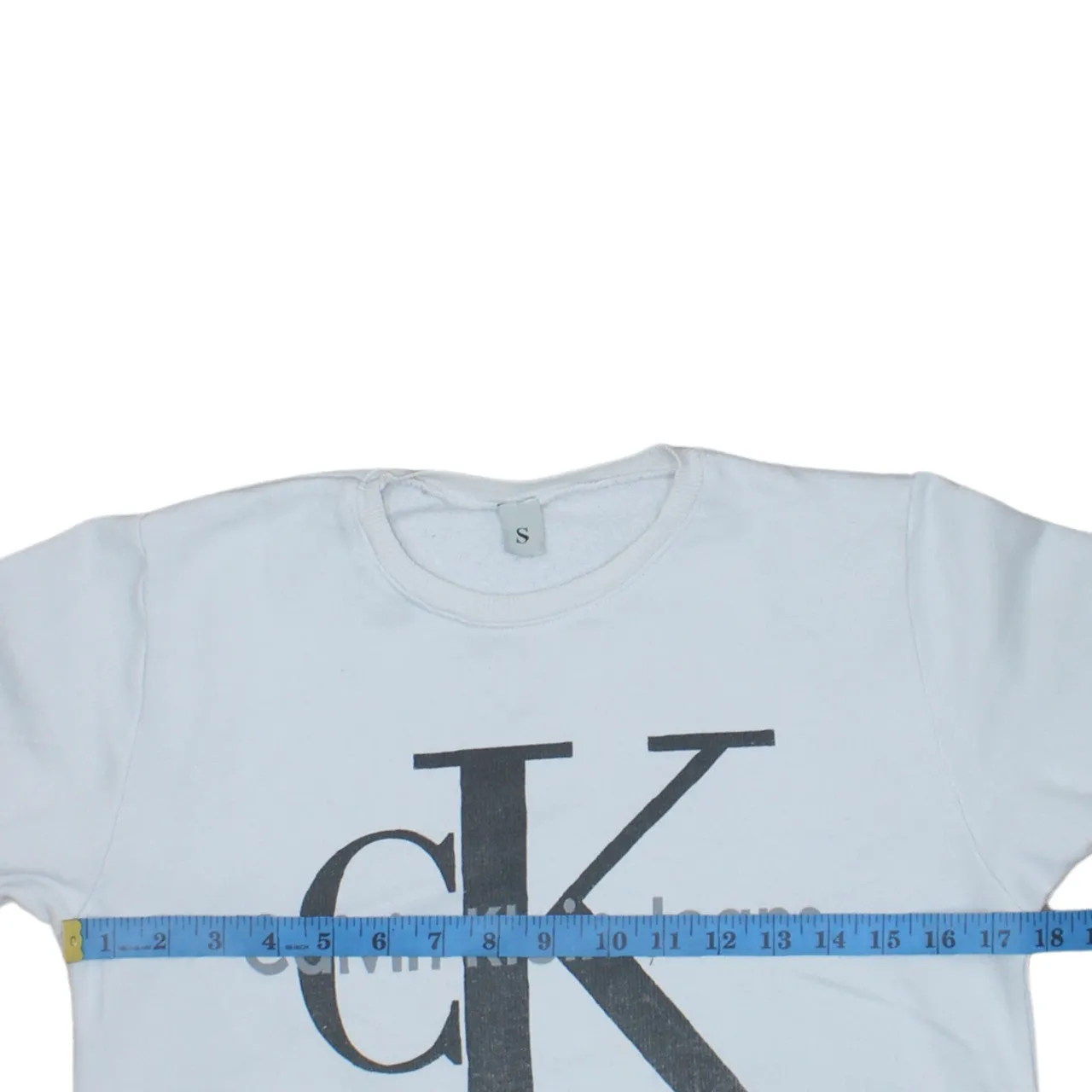 Calvin Klein 90's Spellout Crew Neck Sweatshirt Small White sold by Vintage Club product image thumbnail 5