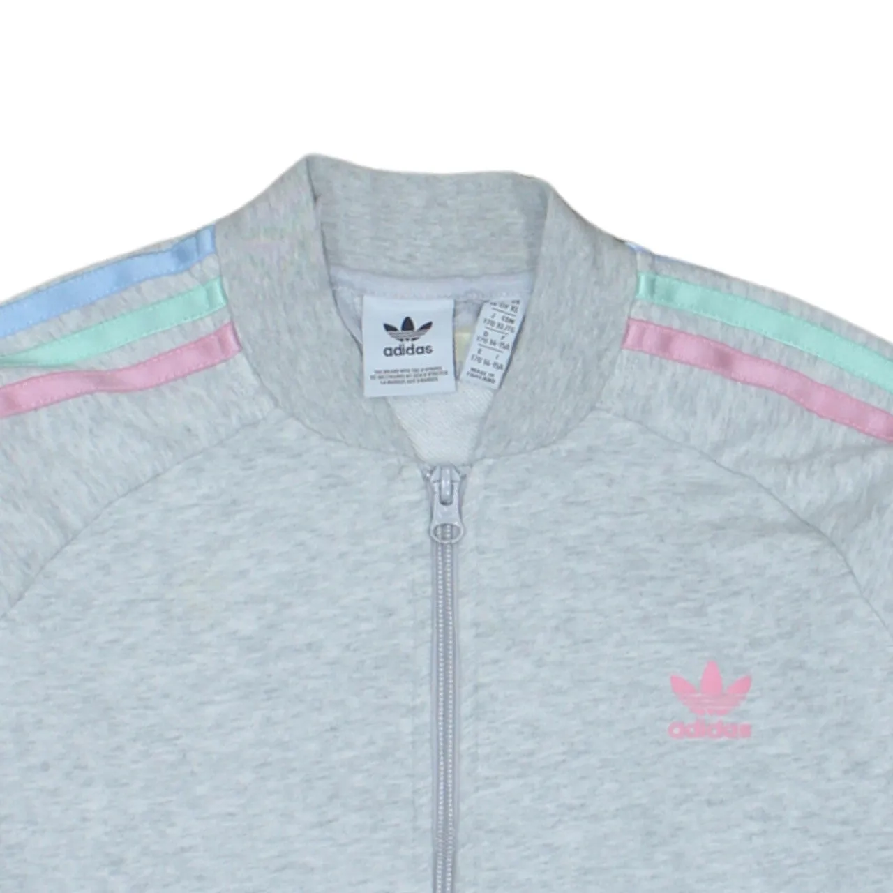 Adidas Light Grey Track Jacket Women’s XLarge Pastel Three Stripe Printed Trefoil Sweatshirt sold by Vintage Club product image thumbnail 3