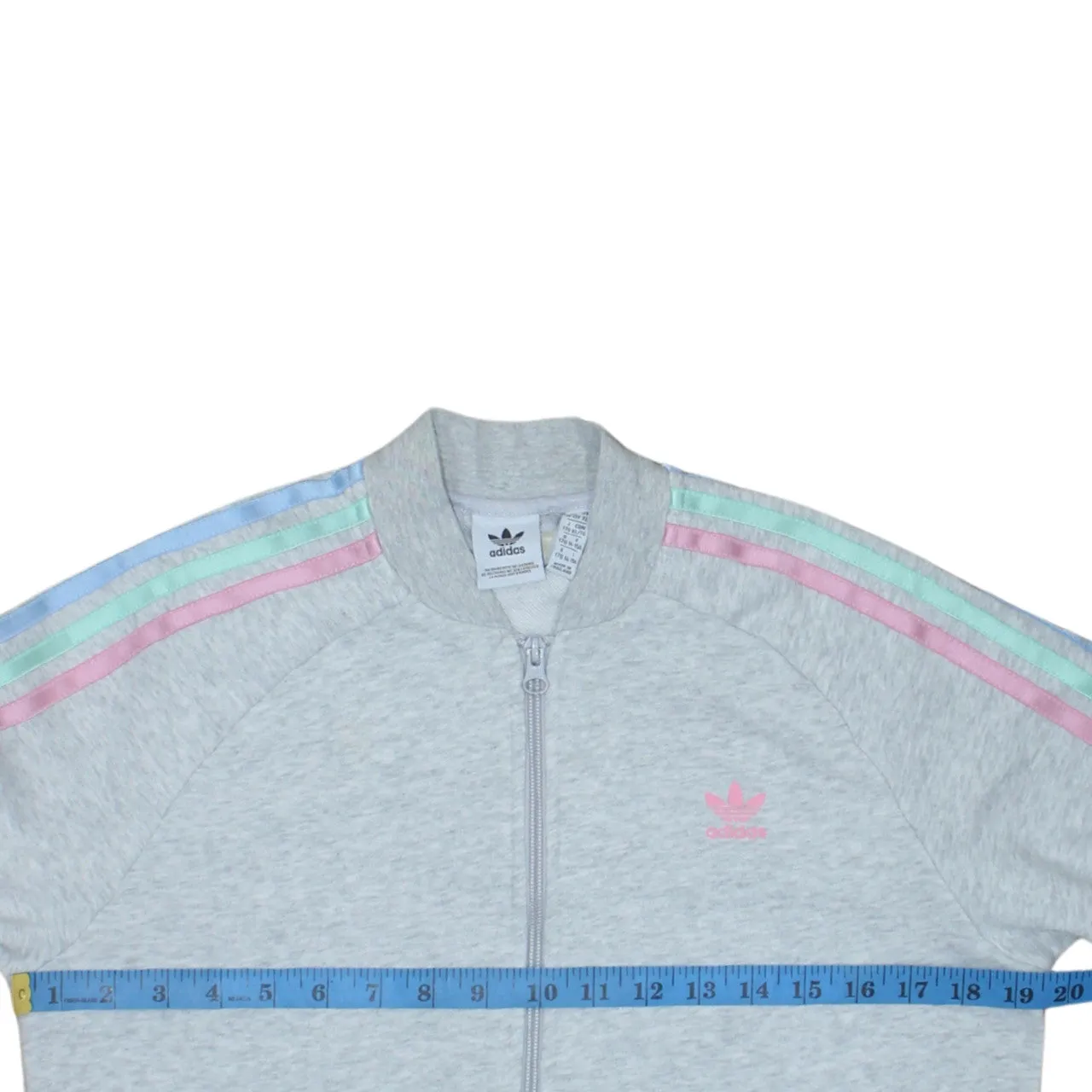 Adidas Light Grey Track Jacket Women’s XLarge Pastel Three Stripe Printed Trefoil Sweatshirt sold by Vintage Club product image thumbnail 5