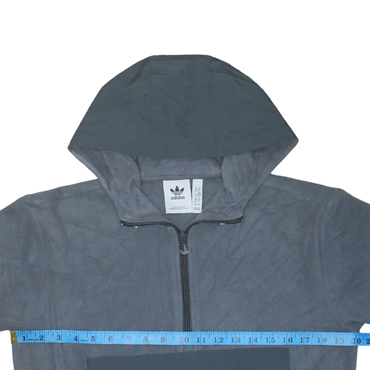 Adidas Dark Grey Fleece Hoodie Men’s XSmall Half Zip Front Pocket Embroidered Logo Pullover sold by Vintage Club product image thumbnail 5