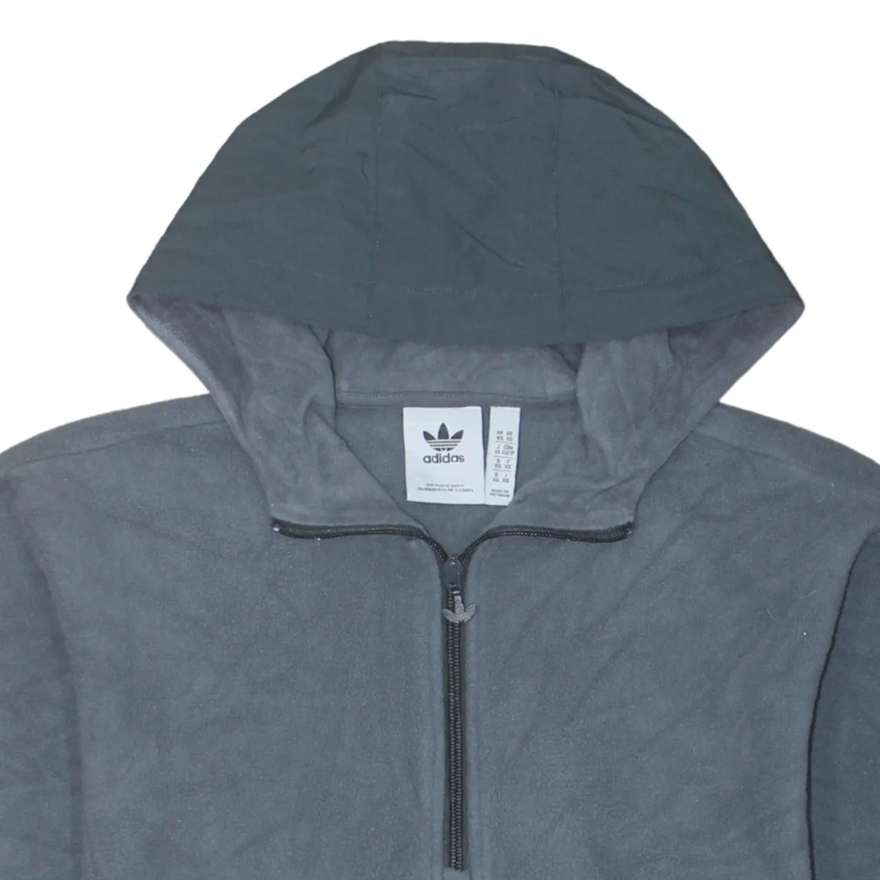 Adidas Dark Grey Fleece Hoodie Men’s XSmall Half Zip Front Pocket Embroidered Logo Pullover sold by Vintage Club product image thumbnail 3