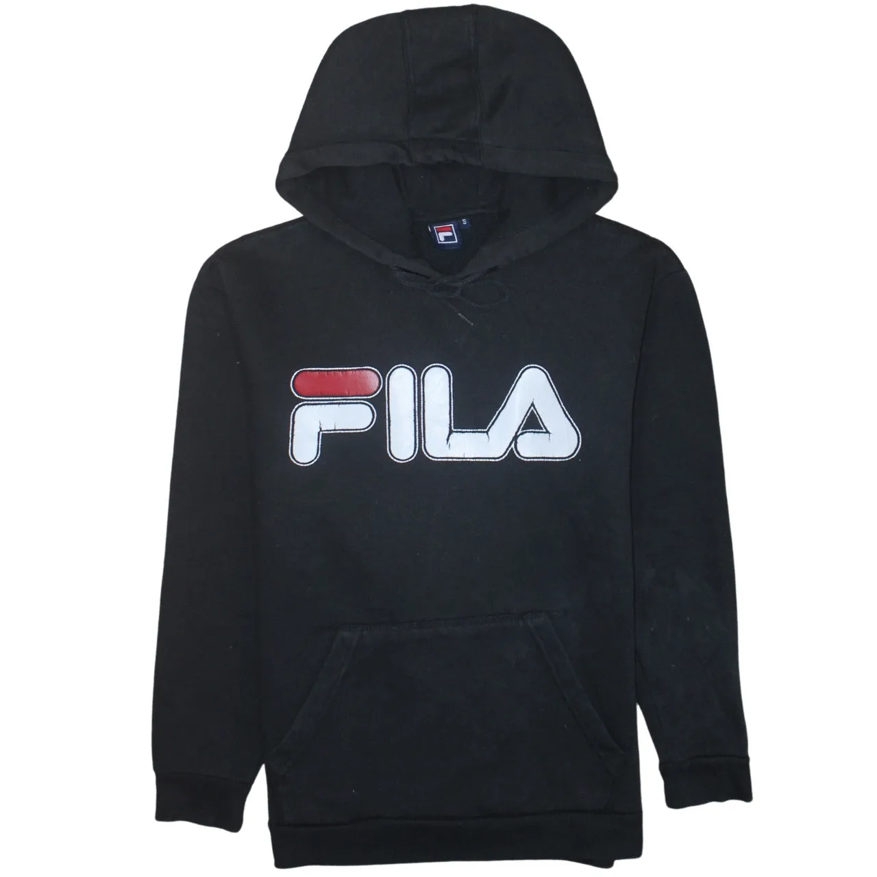 Fila 90's Spellout Pullover Hoodie Small Black sold by Vintage Club