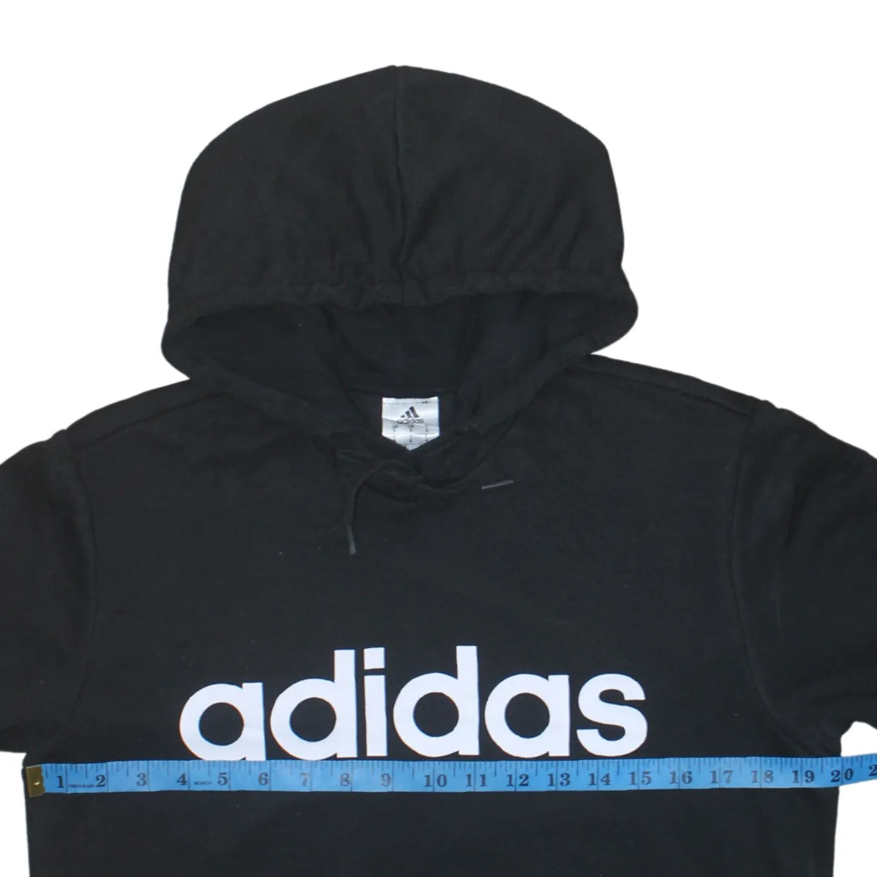 Adidas 90's Spellout Pullover Hoodie Small Black sold by Vintage Club product image thumbnail 5
