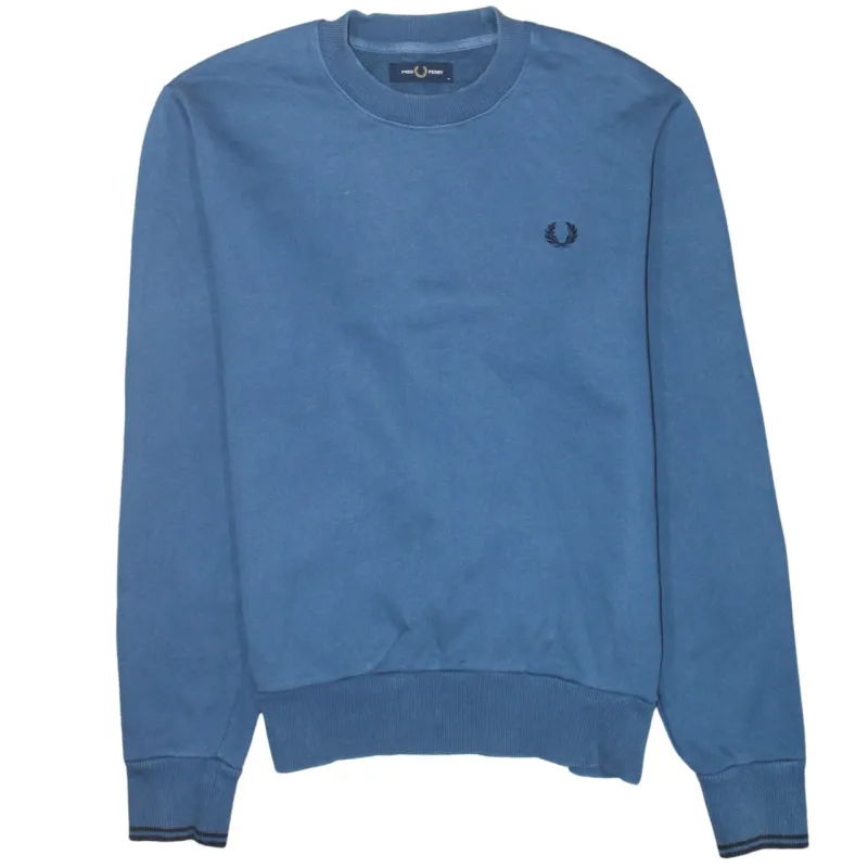 Fred Perry Blue Sweatshirt Men's Medium Embroidered Laurel Wreath Logo Crewneck Pullover made by Fred Perry
