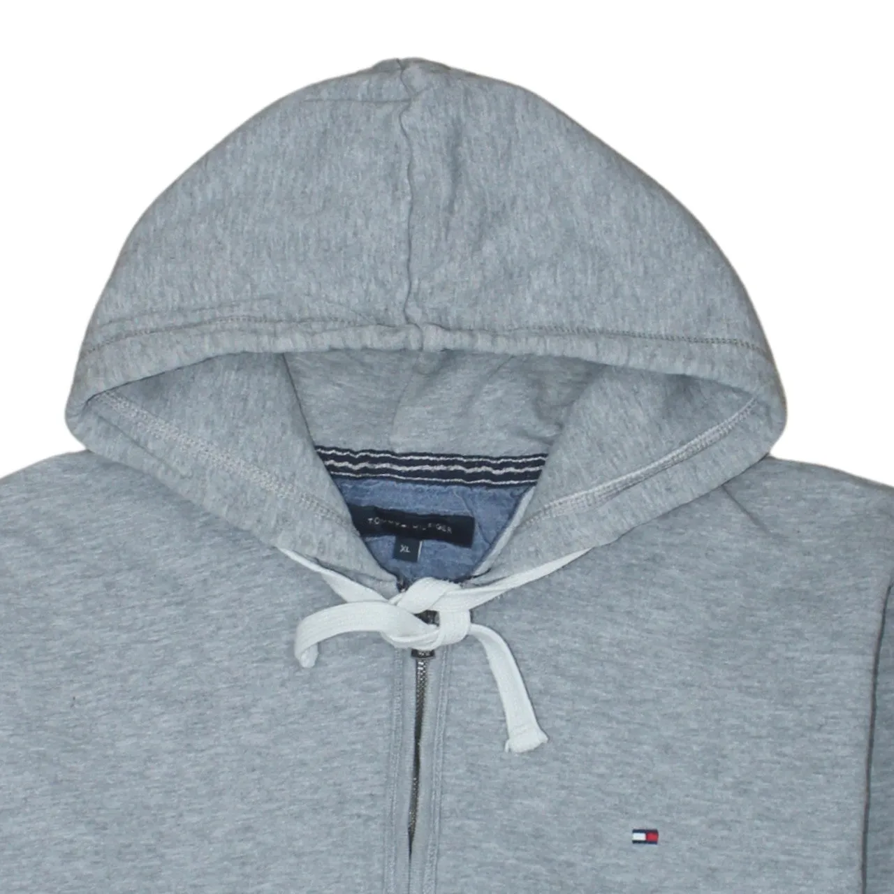Tommy Hilfiger 90's Drawstring Pockets Full Zip Up Hoodie XLarge Grey sold by Vintage Club product image thumbnail 3