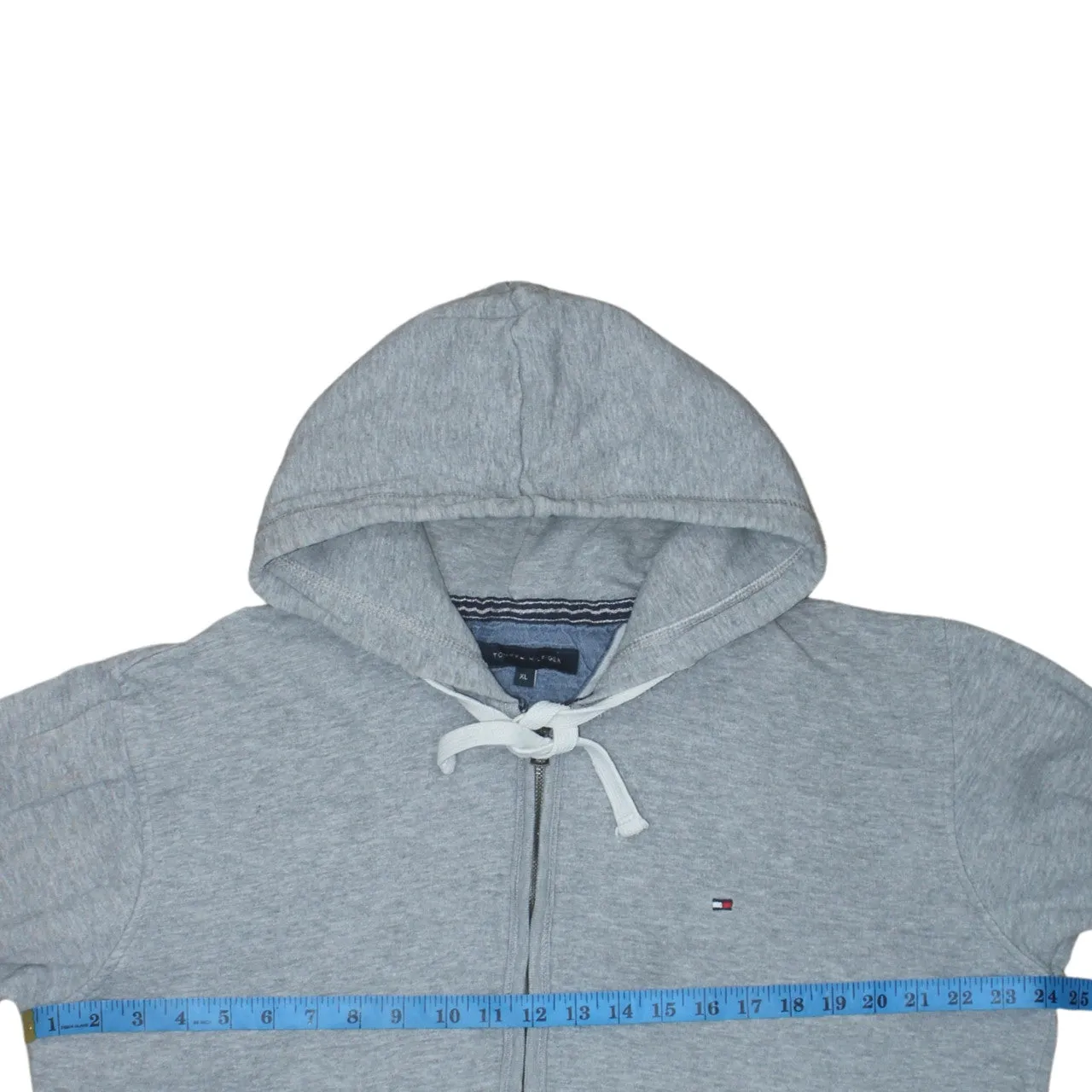 Tommy Hilfiger 90's Drawstring Pockets Full Zip Up Hoodie XLarge Grey sold by Vintage Club product image thumbnail 5