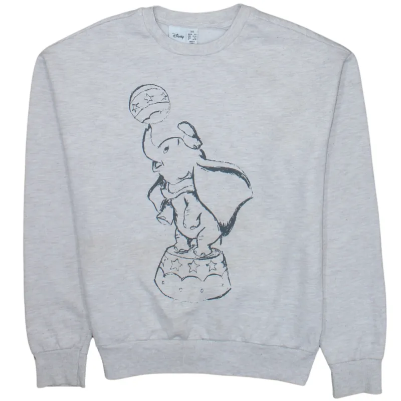 Disney Light Grey Sweatshirt Women's XXSmall Dumbo Printed Front Graphic Pullover Top made by Disney