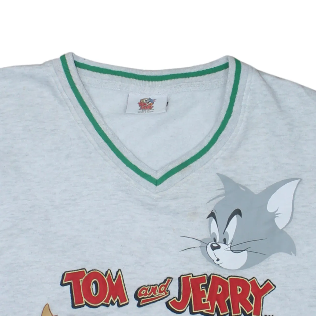 Tom Jerry Light Grey Sweatshirt Women’s XSmall Printed Tom And Jerry Graphic V Neck Pullover Jumper sold by Vintage Club product image thumbnail 3