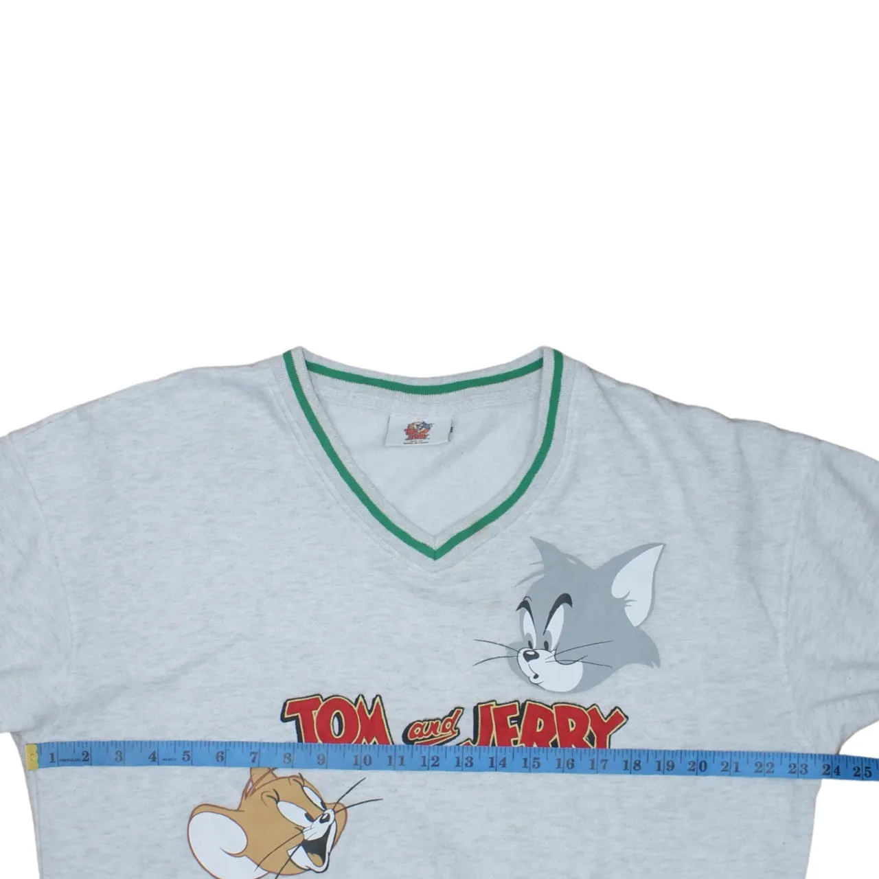 Tom Jerry Light Grey Sweatshirt Women’s XSmall Printed Tom And Jerry Graphic V Neck Pullover Jumper sold by Vintage Club product image thumbnail 5
