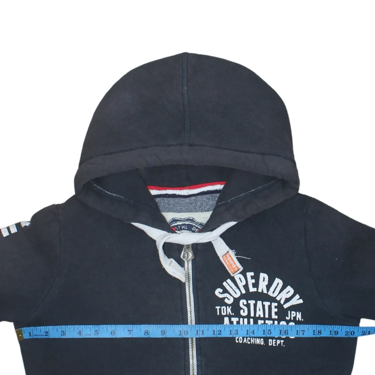Superdry Black Zip Hoodie Women’s Medium Printed Athletics Logo Split Pockets Sweatshirt sold by Vintage Club product image thumbnail 5