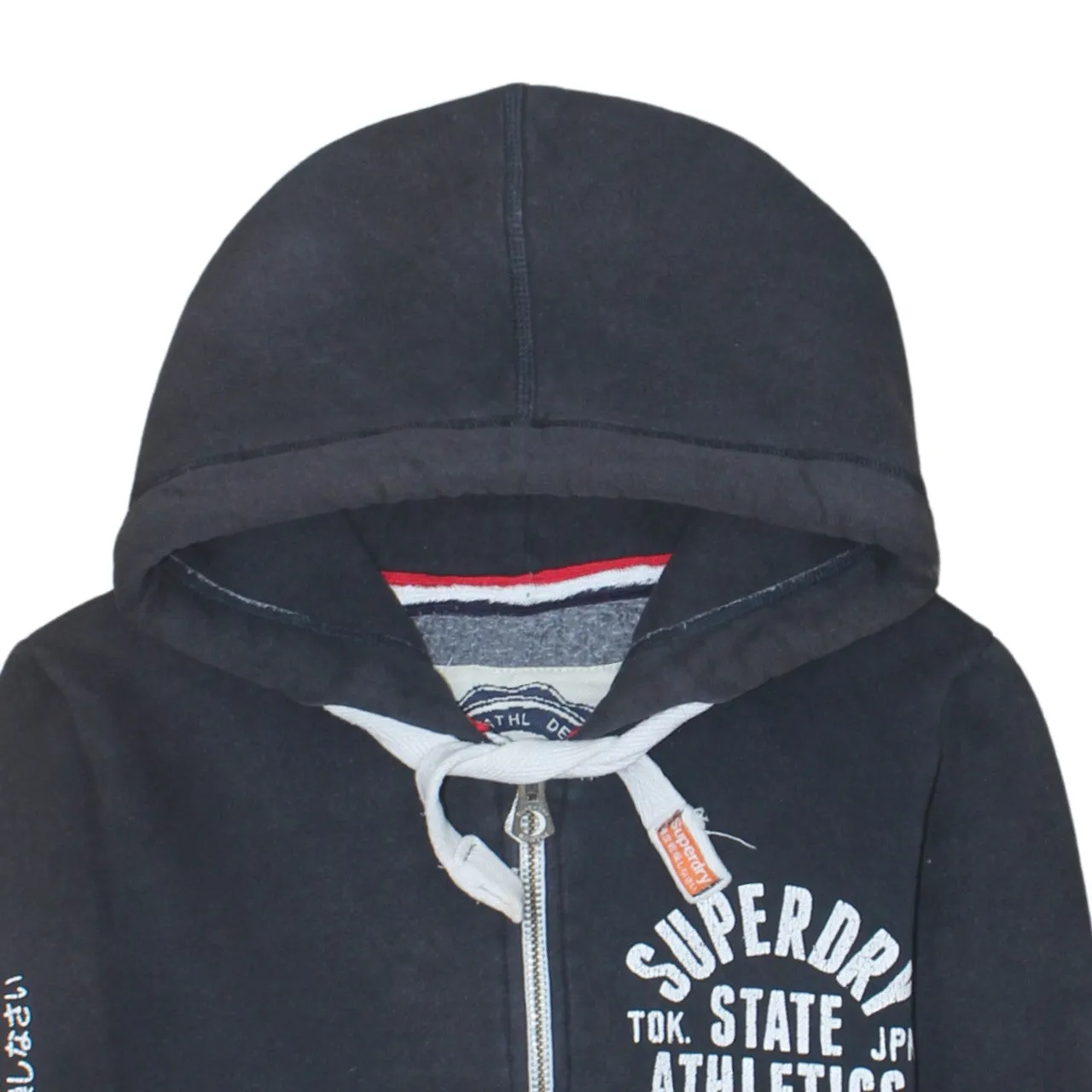 Superdry Black Zip Hoodie Women’s Medium Printed Athletics Logo Split Pockets Sweatshirt sold by Vintage Club product image thumbnail 3