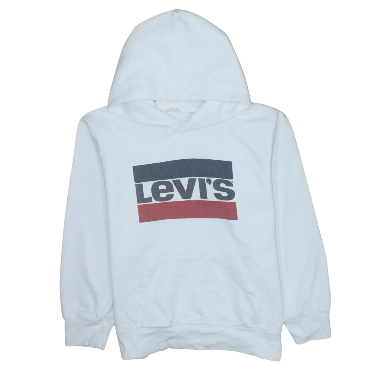Levi's 90's Spellout Pullover Hoodie Large White sold by Vintage Club