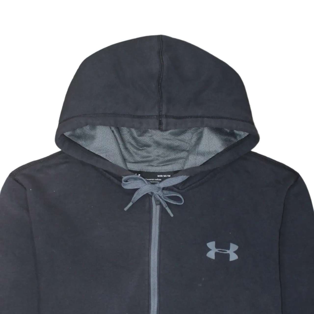 Under Armour 90's Drawstring Pockets Full Zip Up Hoodie Medium Black sold by Vintage Club product image thumbnail 3