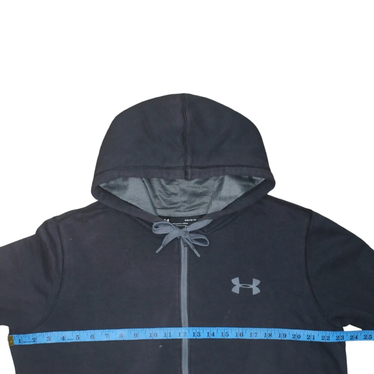Under Armour 90's Drawstring Pockets Full Zip Up Hoodie Medium Black sold by Vintage Club product image thumbnail 5