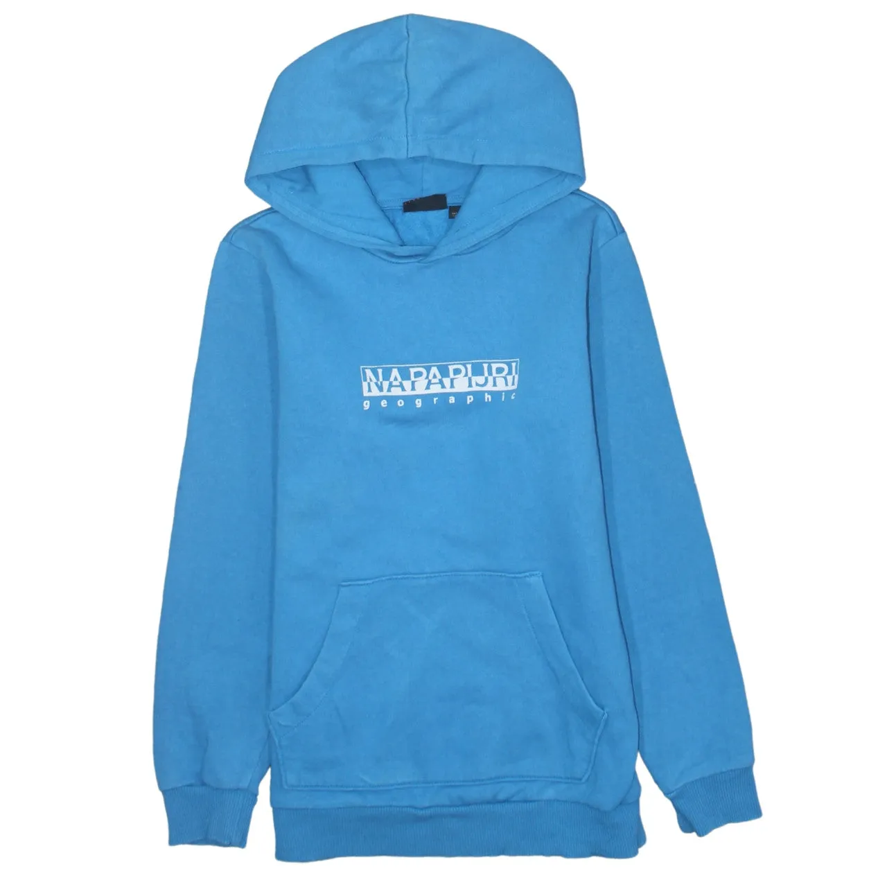 Napapijri 90's Spellout Pullover Hoodie XSmall Blue sold by Vintage Club