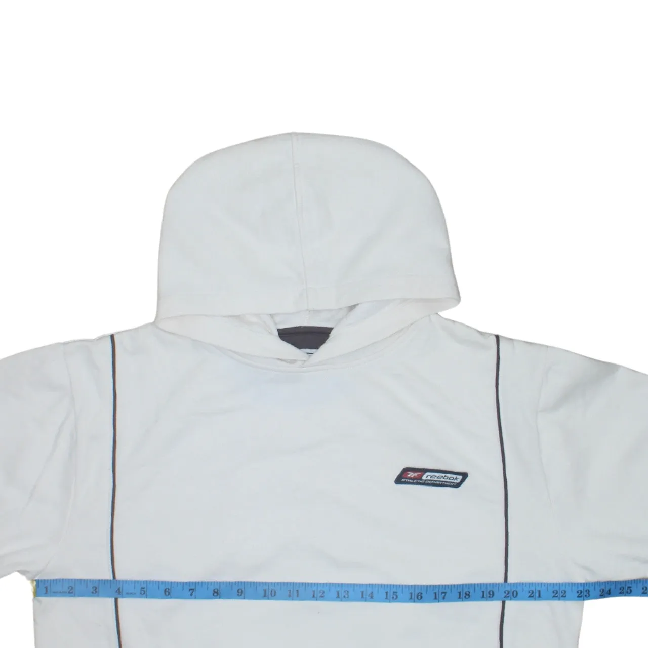 Reebok White Hoodie Men's Small Embroidered Chest Logo Contrast Piping Pullover Sweatshirt sold by Vintage Club product image thumbnail 5