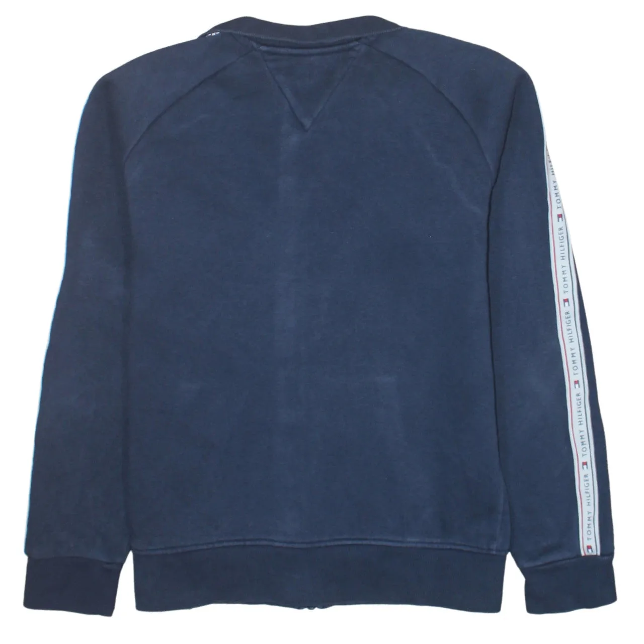 Tommy Hilfiger Navy Blue Zip Sweatshirt Men's Small Tape Logo Sleeves Embroidered Chest Fleece Top sold by Vintage Club product image thumbnail 2