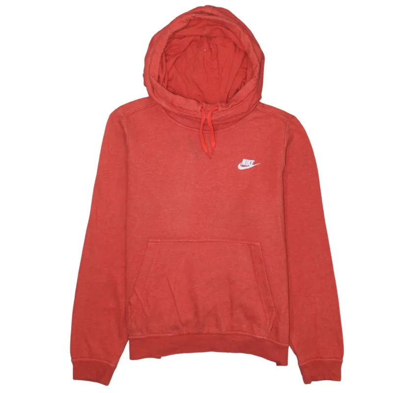Nike Red Pullover Hoodie Men's Medium Printed Swoosh Logo Front Pocket Sweatshirt made by Nike