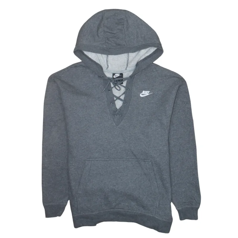 Nike 90's Swoosh V Neck Hoodie Large Grey sold by Vintage Club