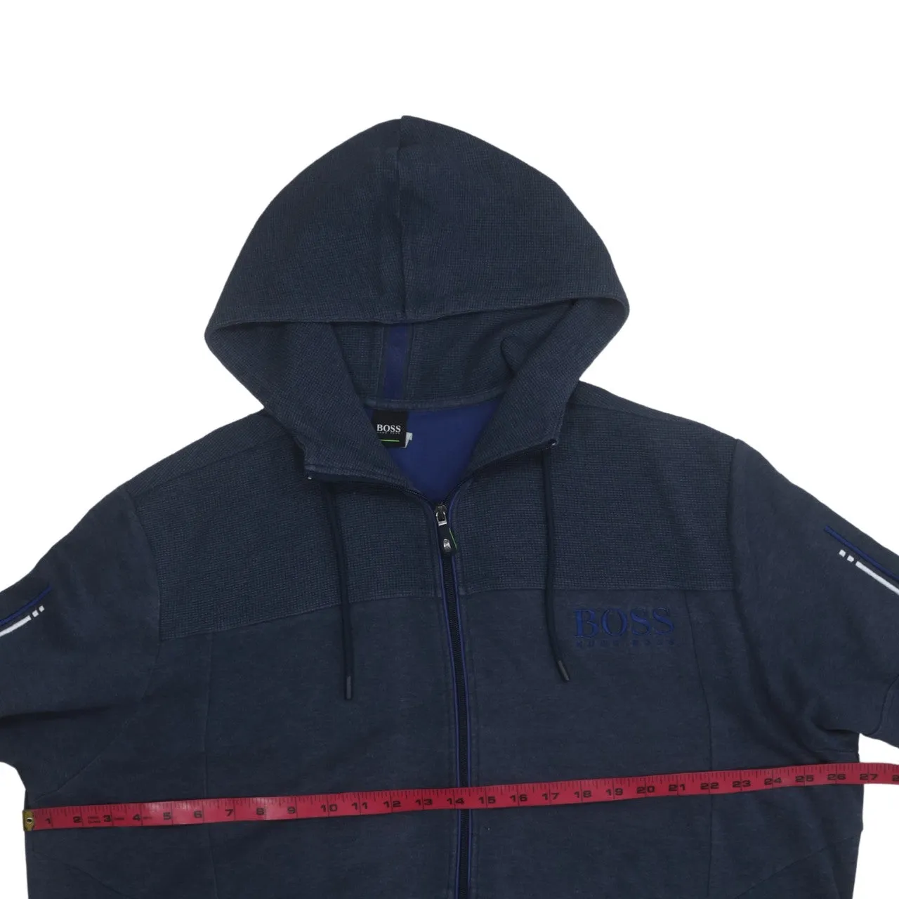 HUGO BOSS Navy Blue Zip Hoodie Women’s 3XL Embroidered Logo Sleeve Zip Pockets Sweatshirt sold by Vintage Club product image thumbnail 5