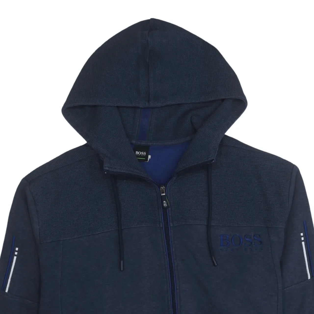 HUGO BOSS Navy Blue Zip Hoodie Women’s 3XL Embroidered Logo Sleeve Zip Pockets Sweatshirt sold by Vintage Club product image thumbnail 3