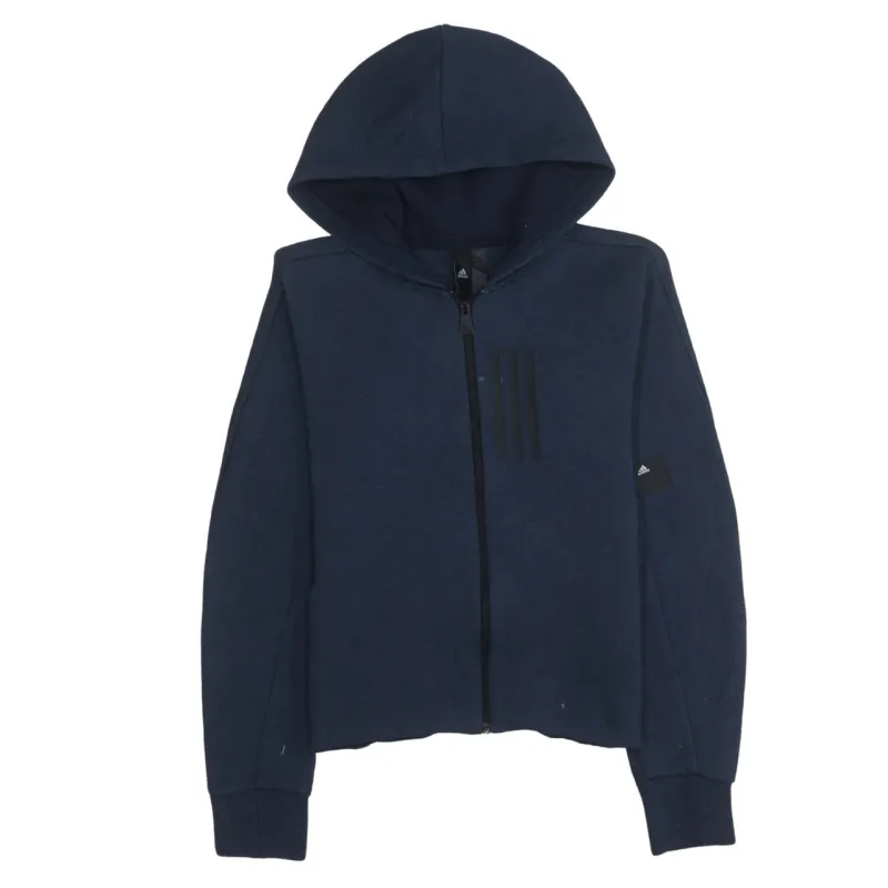 Adidas 90's Plain Full Zip Up Hoodie Medium Navy Blue sold by Vintage Club