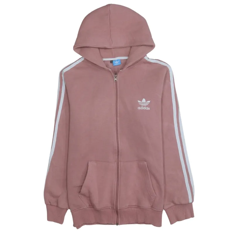 Adidas Dusky Pink Full Zip Hoodie Women's XXLarge Trefoil Printed Logo Three Stripe Sleeves sold by Vintage Club