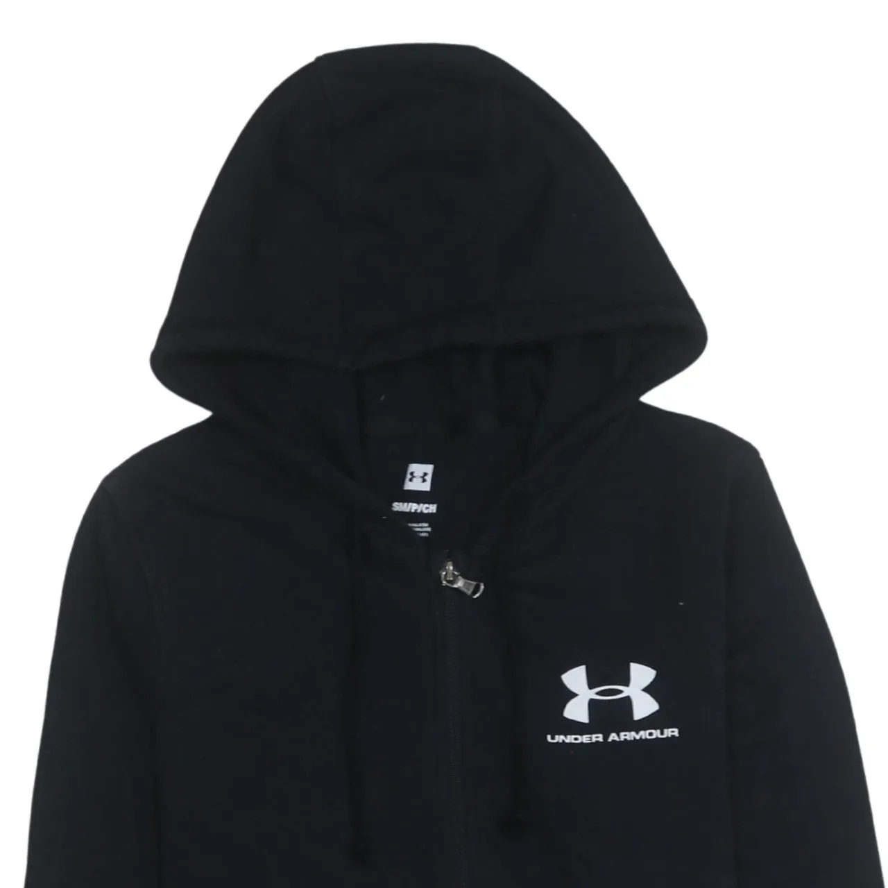 Under Armour 90's Drawstring Pockets Full Zip Up Hoodie Small Black sold by Vintage Club product image thumbnail 3