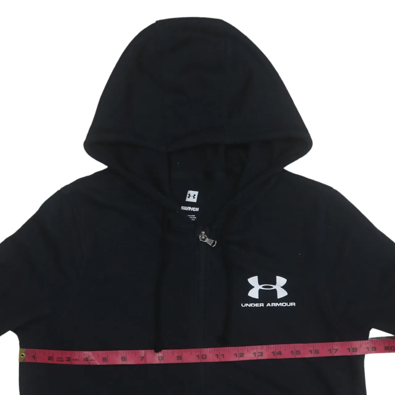 Under Armour 90's Drawstring Pockets Full Zip Up Hoodie Small Black sold by Vintage Club product image thumbnail 5