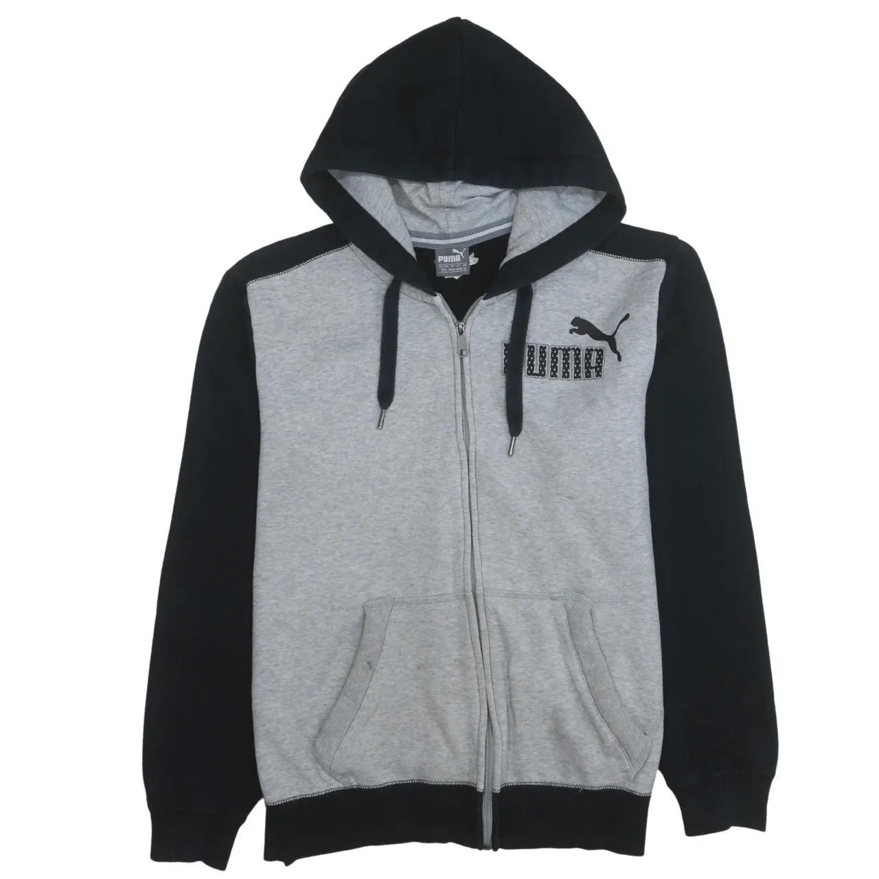 Puma 90's Drawstring Pockets Full Zip Up Hoodie Medium Black sold by Vintage Club