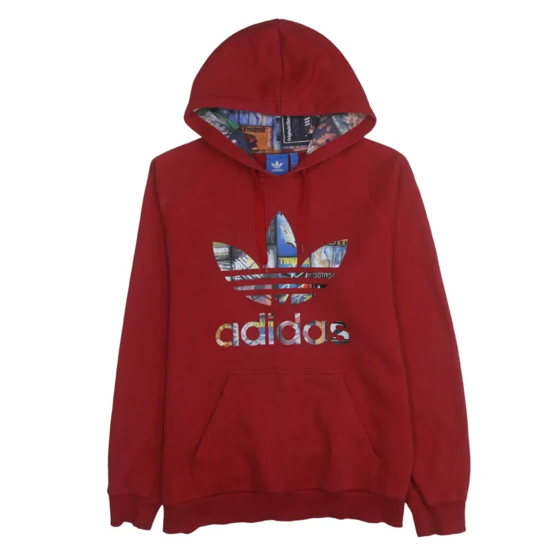 Adidas 90's Spellout Pullover Hoodie Medium Red sold by Vintage Club
