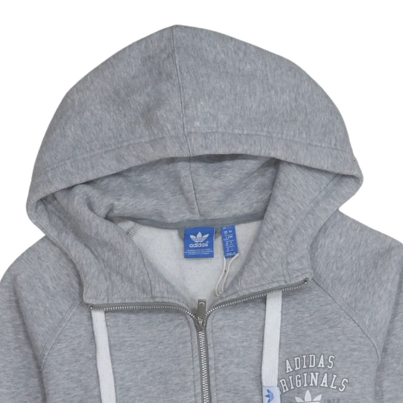 Adidas 90's Drawstring Pockets Full Zip Up Hoodie Medium Grey sold by Vintage Club product image thumbnail 3