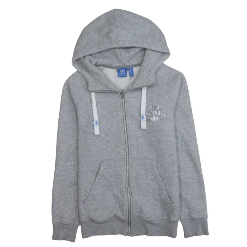 Adidas 90's Drawstring Pockets Full Zip Up Hoodie Medium  Grey sold by Vintage Club