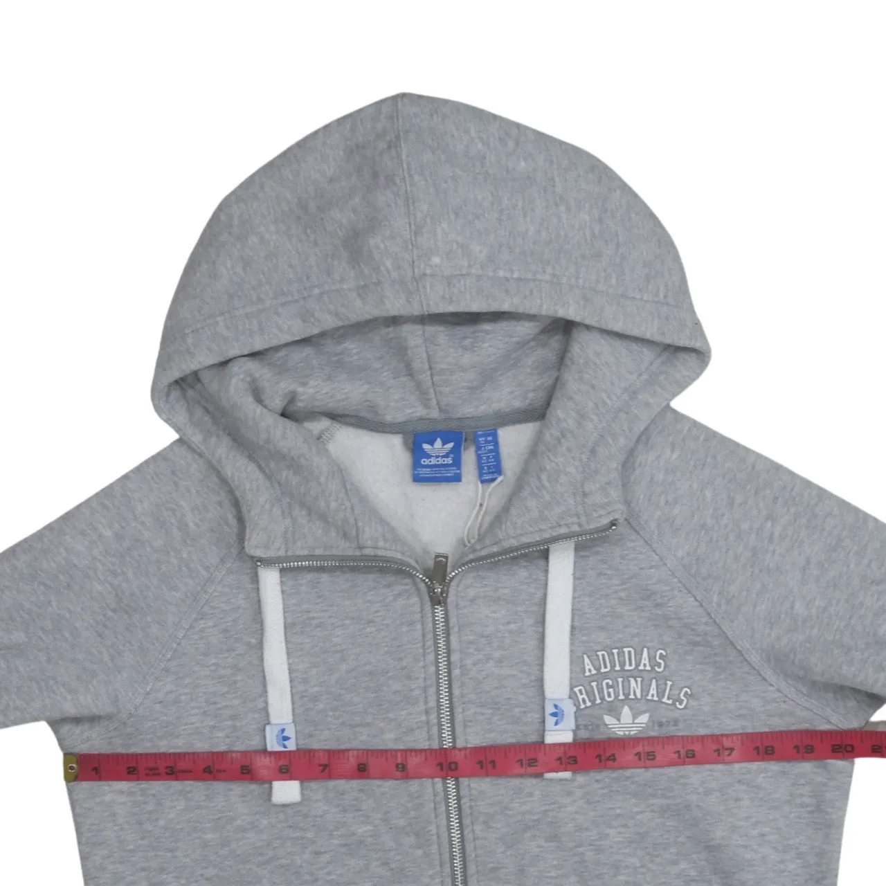 Adidas 90's Drawstring Pockets Full Zip Up Hoodie Medium Grey sold by Vintage Club product image thumbnail 5