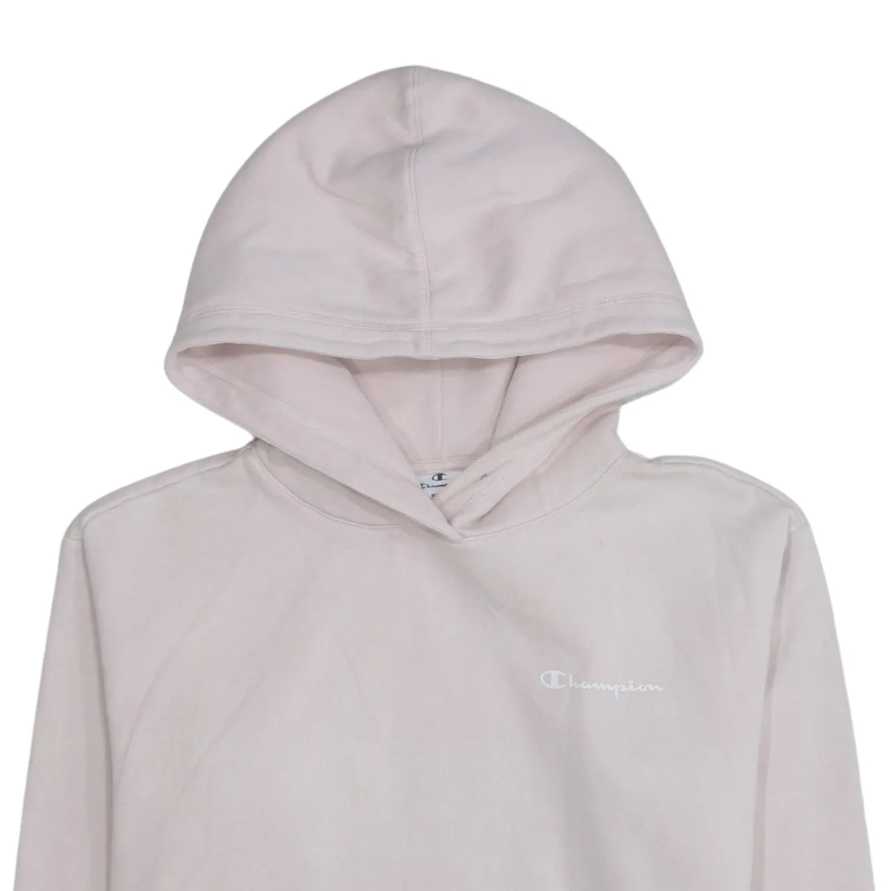 Champion Light Pink Hoodie Men's XSmall Embroidered Chest Logo Cuff Logo Front Pocket Sweatshirt sold by Vintage Club product image thumbnail 3