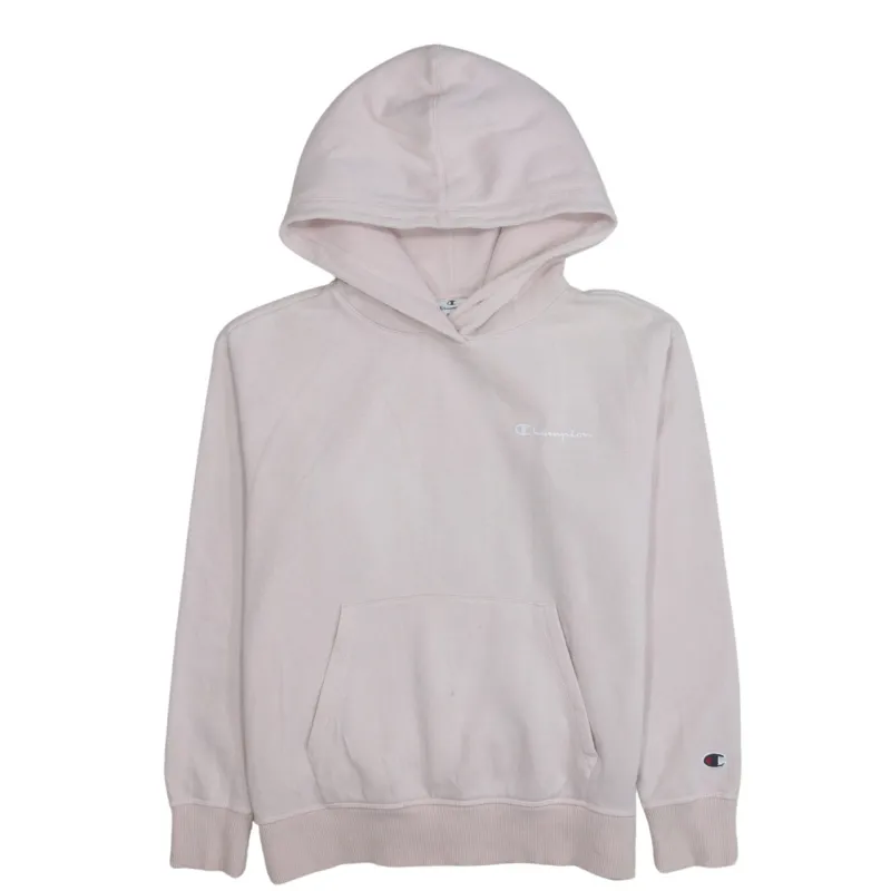 Champion Light Pink Hoodie Men's XSmall Embroidered Chest Logo Cuff Logo Front Pocket Sweatshirt sold by Vintage Club