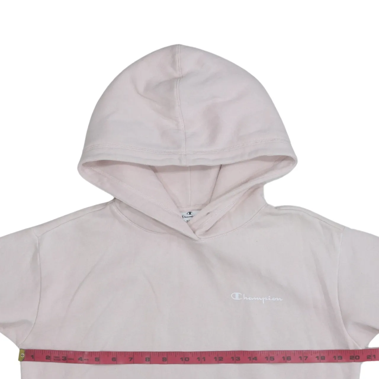 Champion Light Pink Hoodie Men's XSmall Embroidered Chest Logo Cuff Logo Front Pocket Sweatshirt sold by Vintage Club product image thumbnail 5