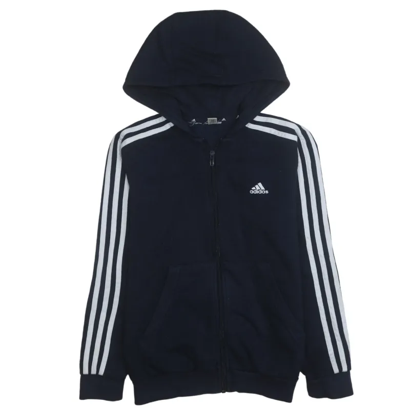 Adidas 90's Striped Sleeve Full Zip Up Hoodie XSmall  Navy Blue sold by Vintage Club