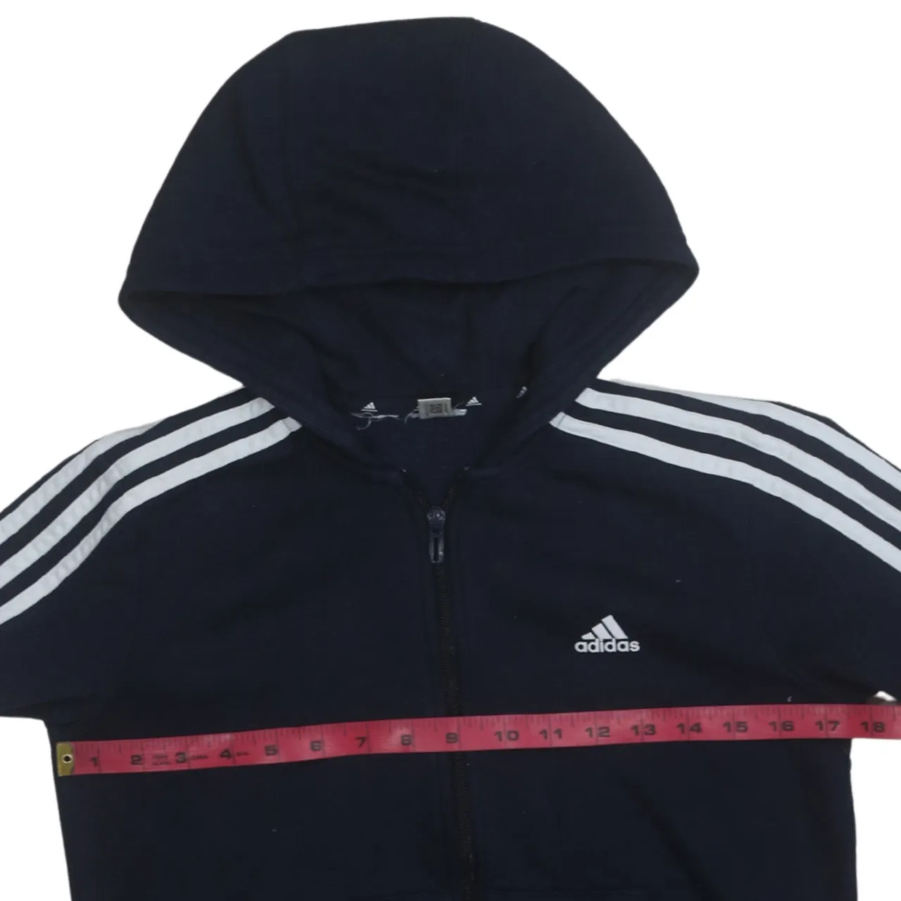 Adidas 90's Striped Sleeve Full Zip Up Hoodie XSmall Navy Blue sold by Vintage Club product image thumbnail 5