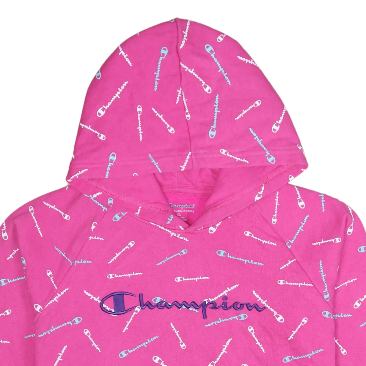 Champion Women's XL 90's Vintage Spellout Pink Pullover Hoodie sold by Vintage Club product image thumbnail 3