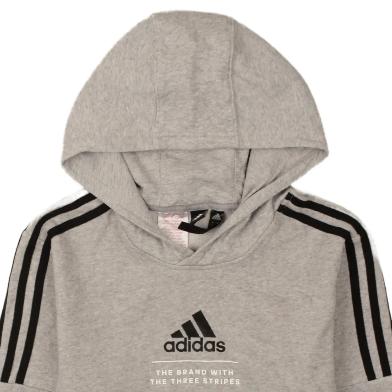 Adidas 90's Vintage Grey Hoodie Large Striped Sleeve Sweatshirt sold by Vintage Club product image thumbnail 3
