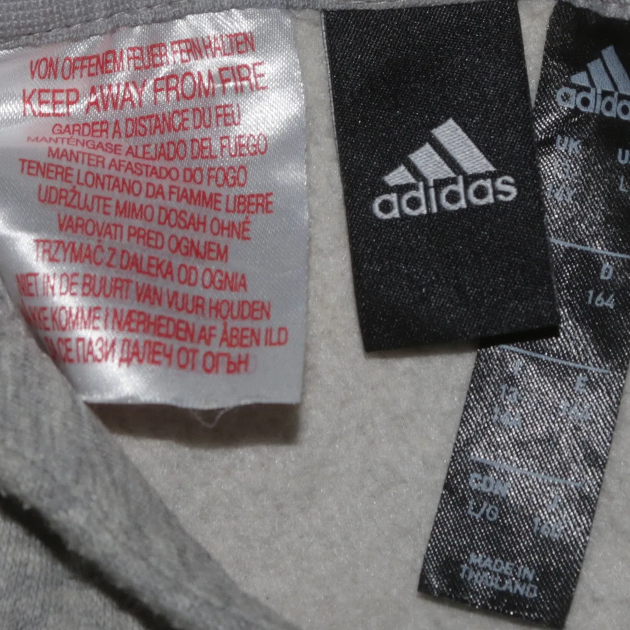 Adidas 90's Vintage Grey Hoodie Large Striped Sleeve Sweatshirt sold by Vintage Club product image thumbnail 4