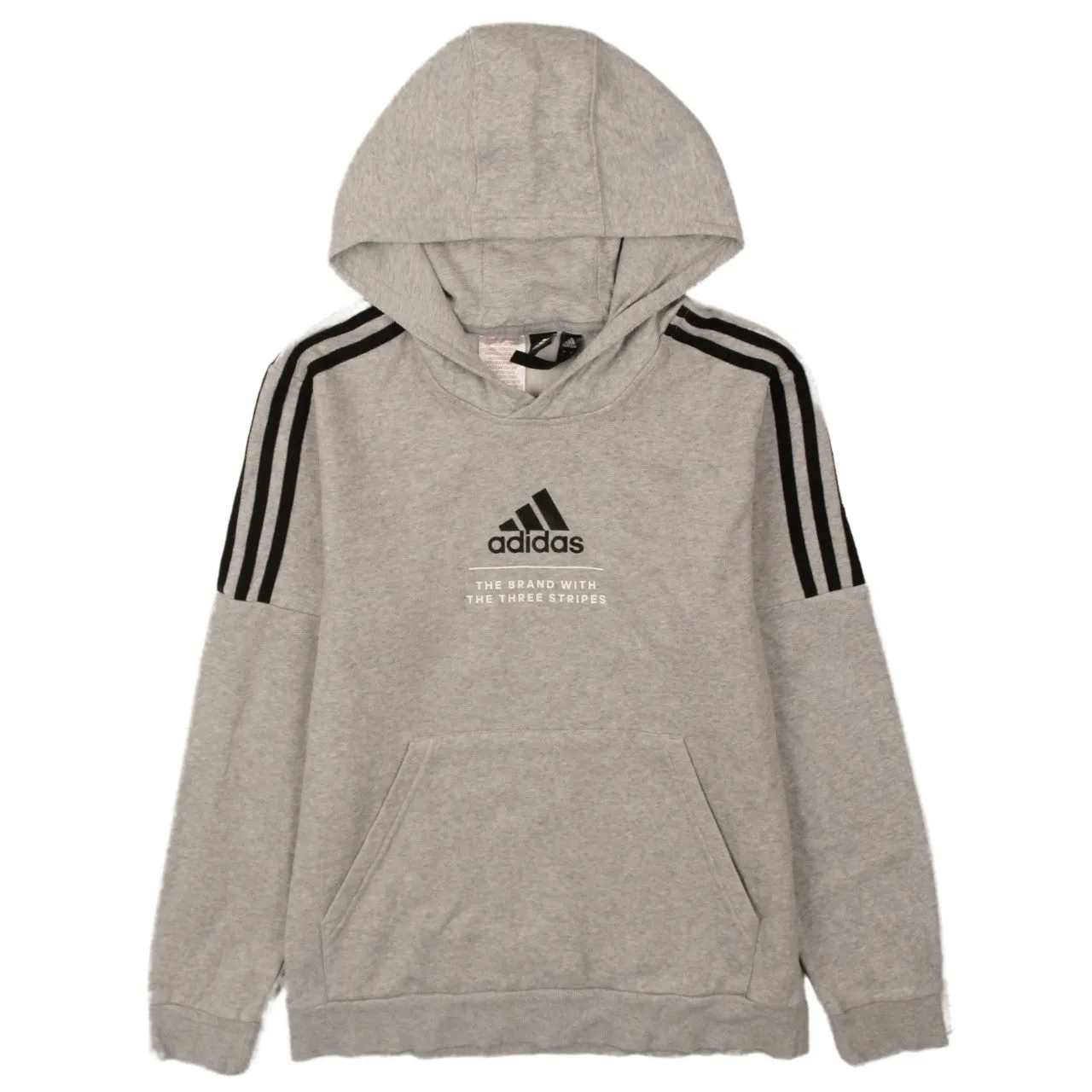 Adidas 90's Vintage Grey Hoodie Large Striped Sleeve Sweatshirt sold by Vintage Club