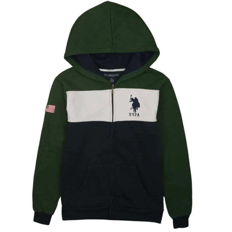 U.S Polo Assn 90's Vintage Green Hoodie Medium Full Zip Drawstring sold by Vintage Club